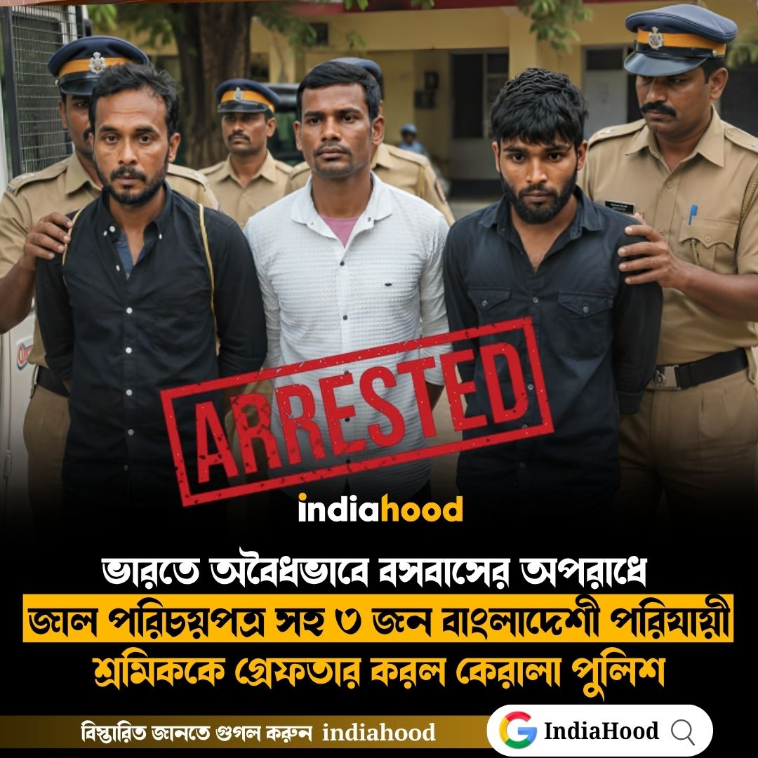 ৩ জন বাংলাদেশী পরিযায়ী শ্রমিককে গ্রেফতার করল কেরালা পুলিশ